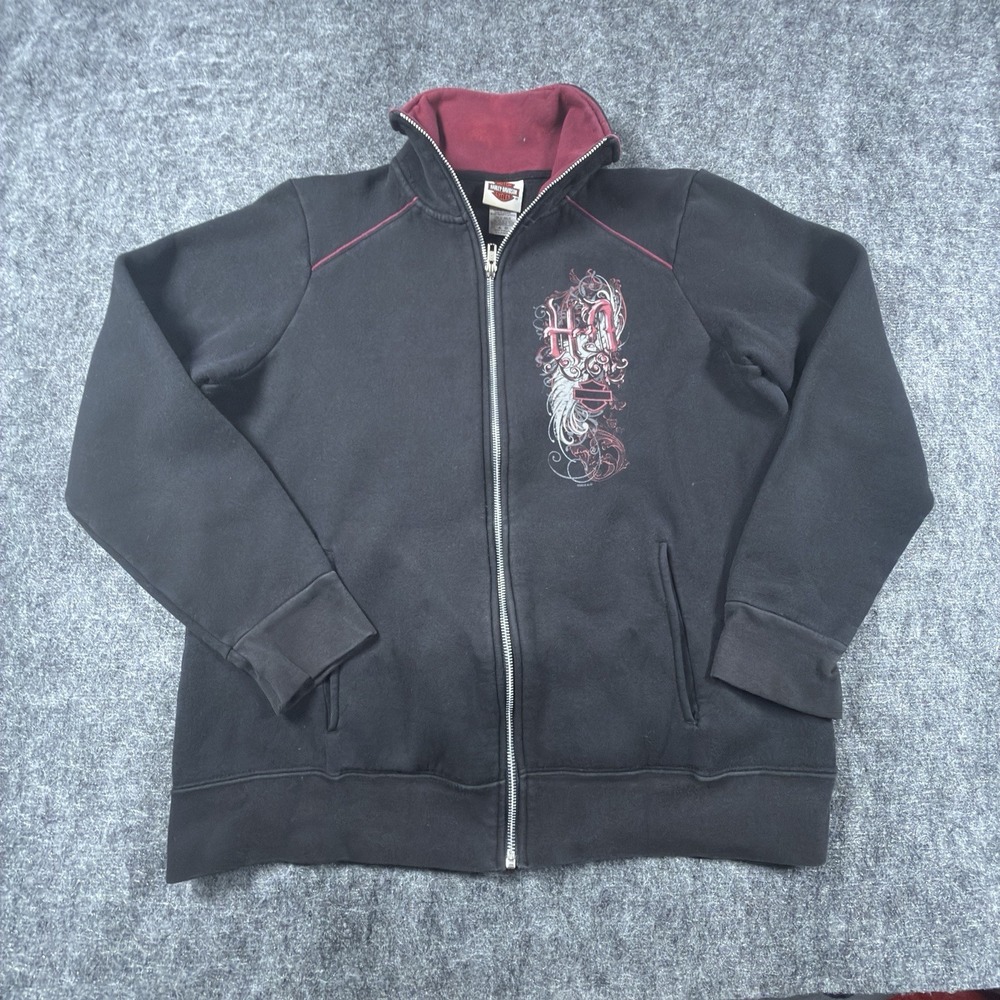 Harley Davidson Mens XL Black Full Zip Sweatshirt Eagle Southampton MA 2015